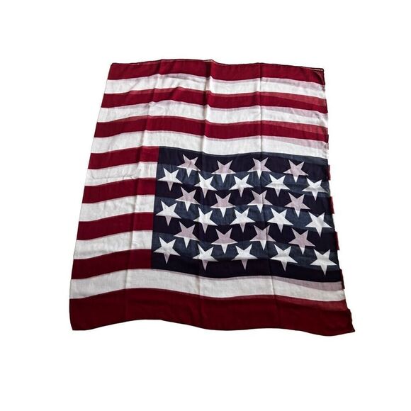 Patriotic Tattered America Flag Stars Red White Blue Infinity Loop Scarf Wrap 10 - Picture 2 of 3